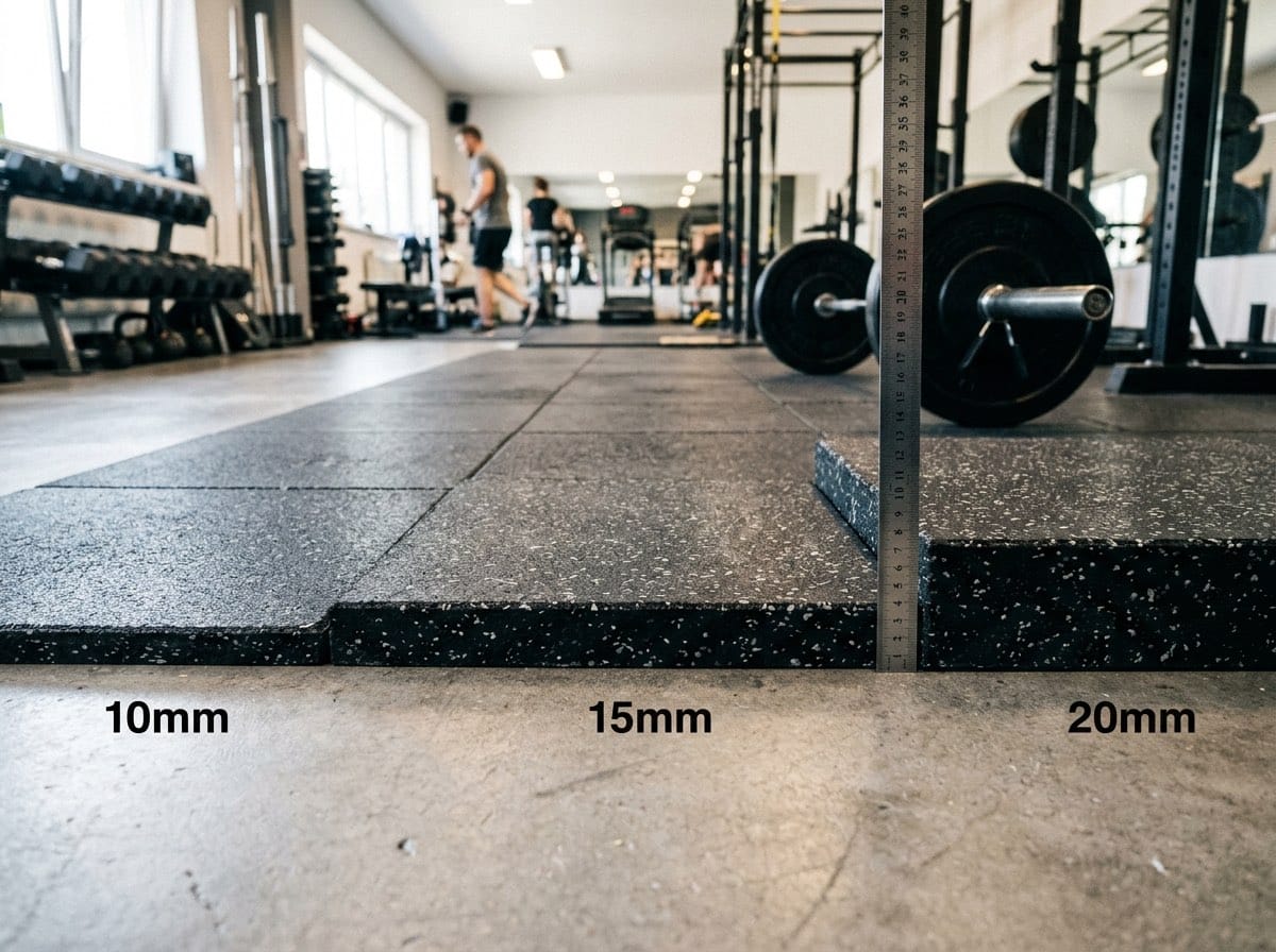 Piso para gimnasio de 10 mm vs. 15 mm vs. 20 mm