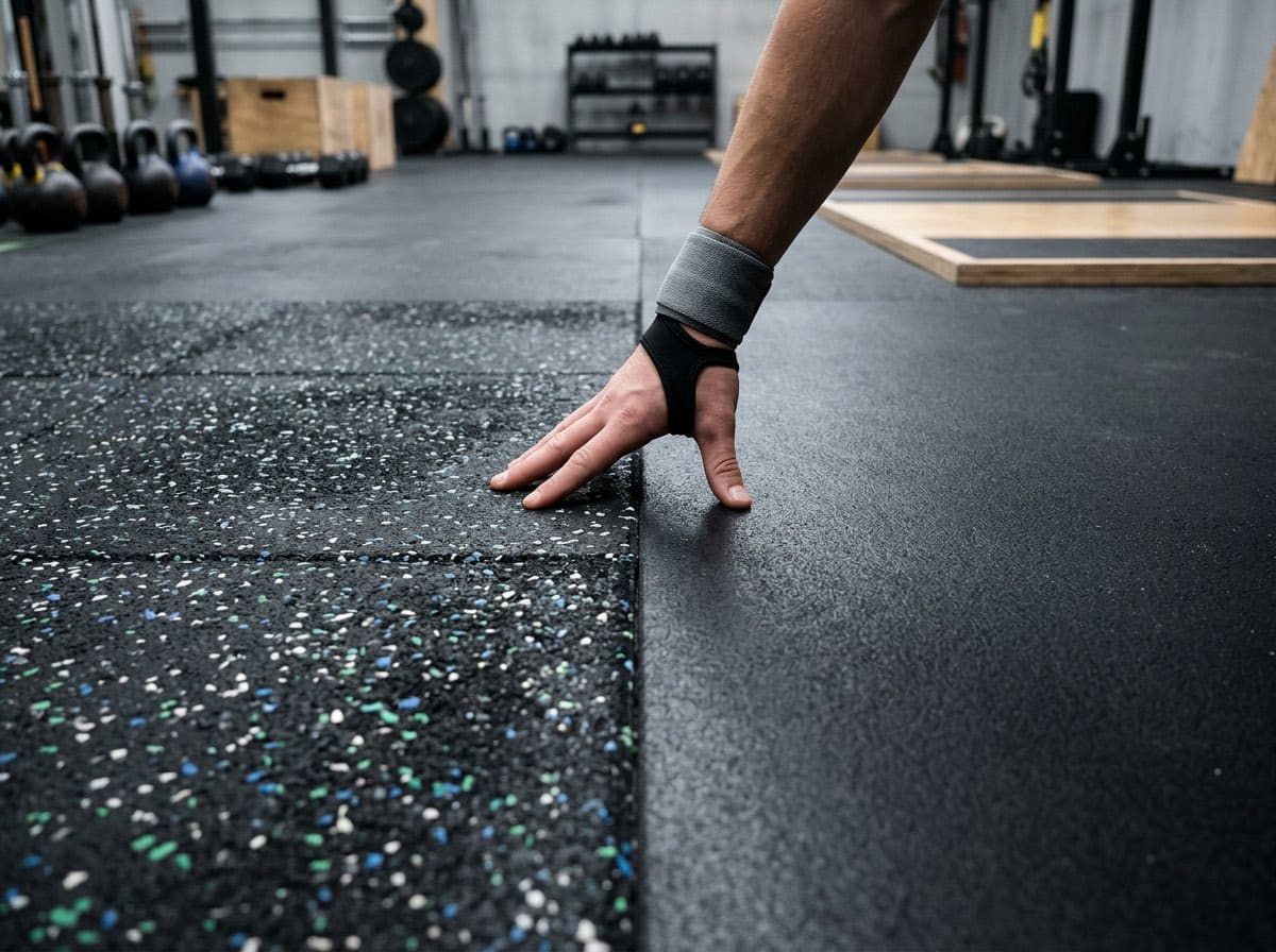 Piso para gimnasio reciclado vs. caucho virgen