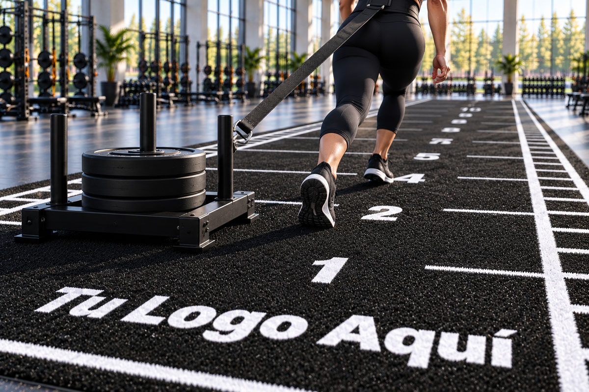Pasto Sintético para Gimnasio con Logo
