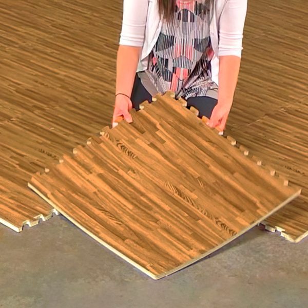 Tapete Foamy para niños imitación madera interconectable