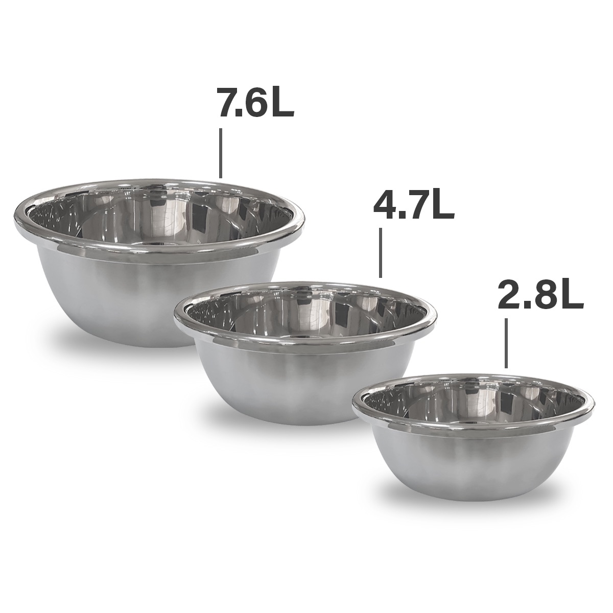 Set 3 Bowls de Acero Inoxidable Cocina