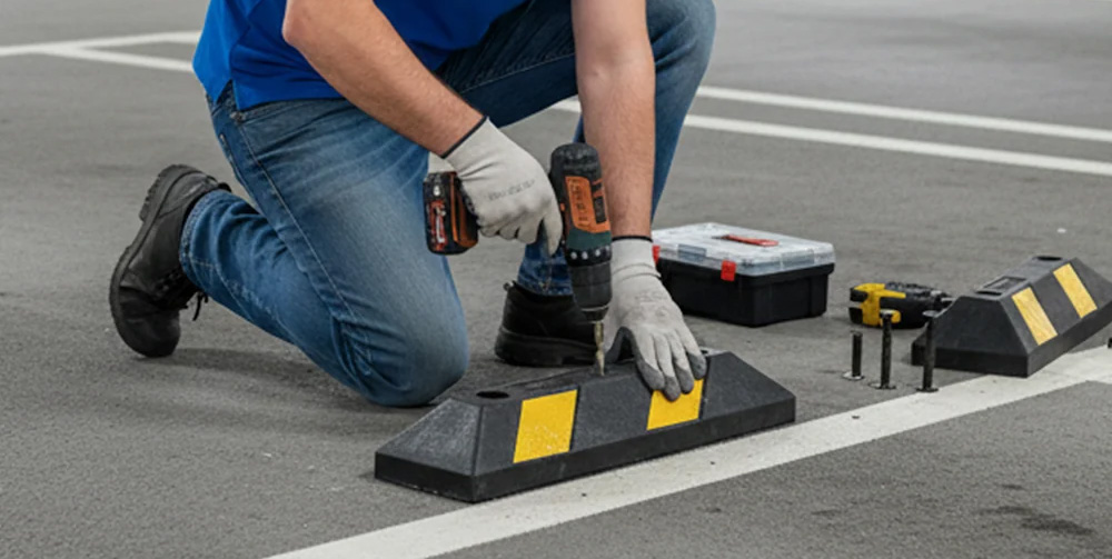 Colocación de topes para estacionamiento